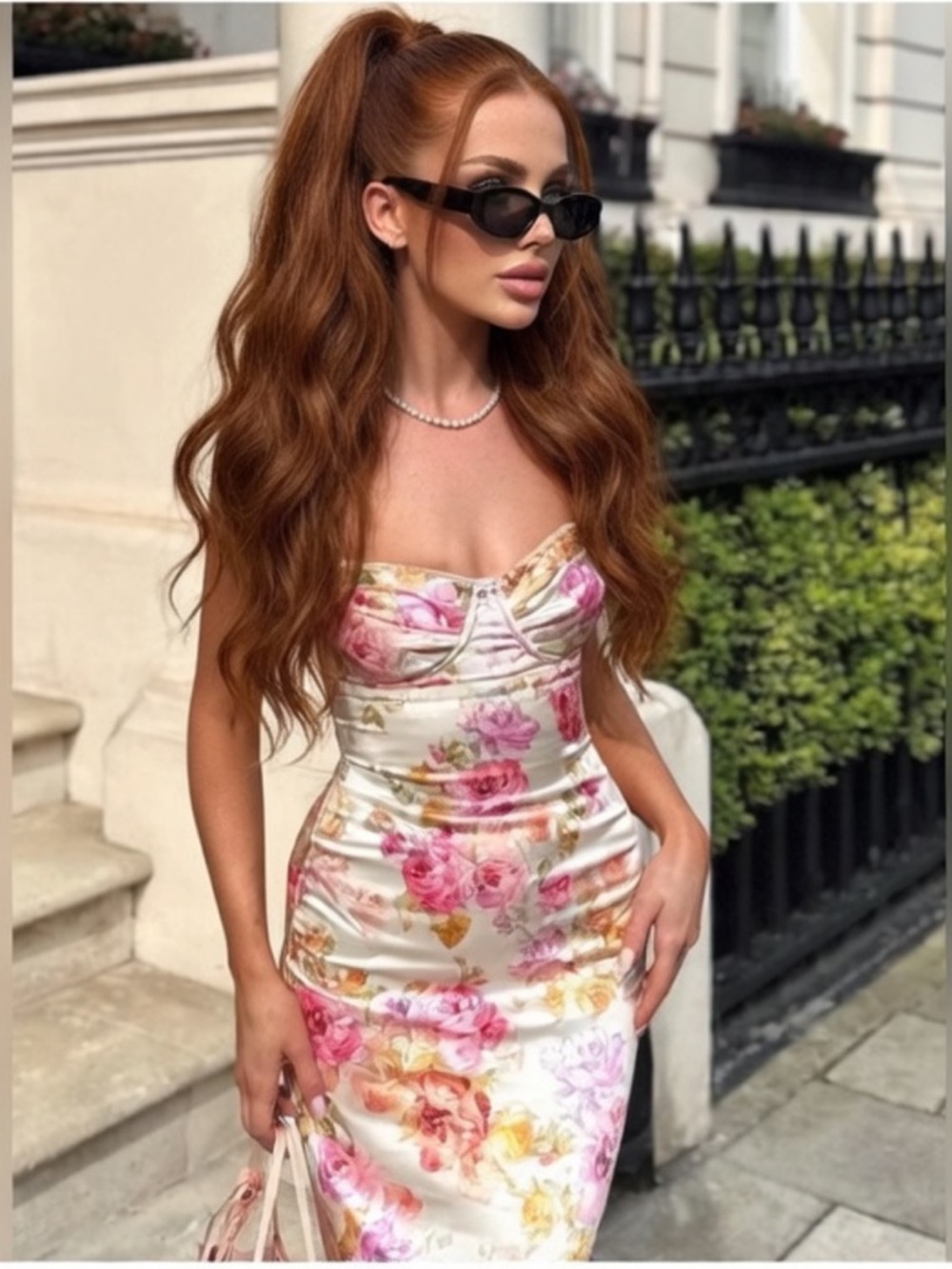 HOUSE OF CB 'Josefina' Ivory Floral Maxi Dress/Size XS-US 2-4 $239